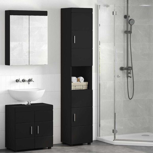 vidaXL Bathroom Cabinet Set TULUM Black 37 x 31.5 x 203 cm