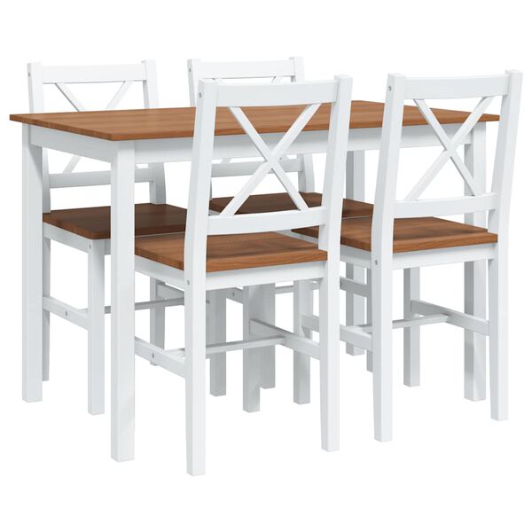 vidaXL 5 Piece Dining Set Brown and White