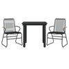 vidaXL 3 Piece Garden Dining Set Black PVC Rattan