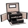 vidaXL Jewellery Box 3-Layer with Mirror Lockable Black 26x18x17.5 cm