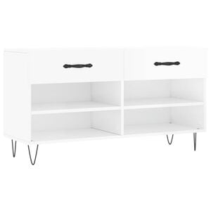 vidaXL Shoe Bench High Gloss White 102x35x55 cm Engineered Wood