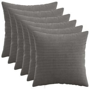 vidaXL Cushion Cover 6 pcs HEERLEN Dark Grey 40 x 40 cm Corduroy