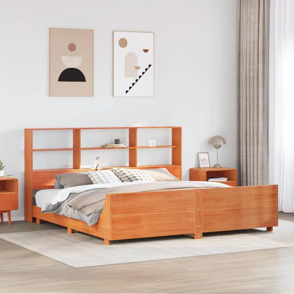 vidaXL Bed Frame without Mattress Wax Brown 200x200 cm Solid Wood Pine
