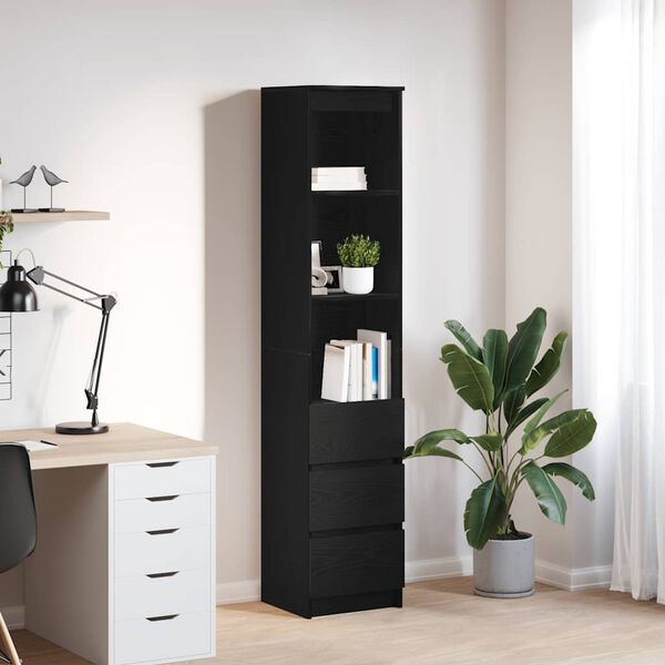 vidaXL Highboard Black Oak 37.5x35x180 cm Engineered Wood