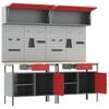 vidaXL Work Bench Set with Drawer with Shelf with Lock 8 pcs Red Steel