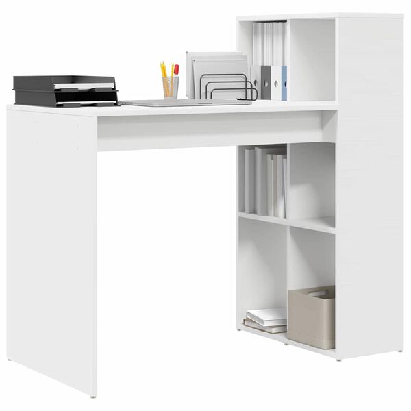 vidaXL Desk with Shelf White 108 x 55 x 103.5 cm Engineered Wood