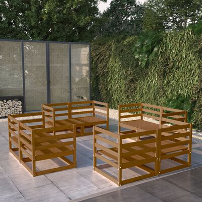 vidaXL 8 Piece Garden Lounge Set Honey Brown Solid Pinewood
