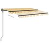 vidaXL Manual Retractable Awning with Posts 3.5x2.5 m Yellow & White
