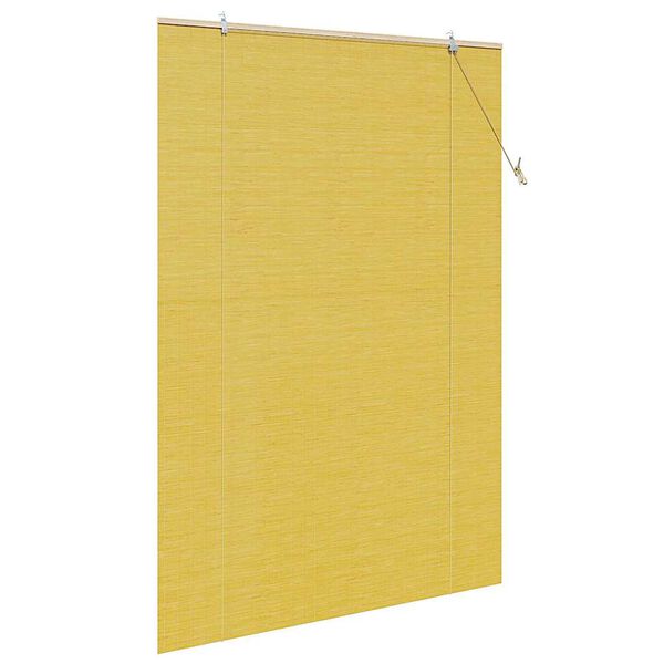 vidaXL Roller Blind with Curtains Manual Yellow 140 x 220 cm Bamboo