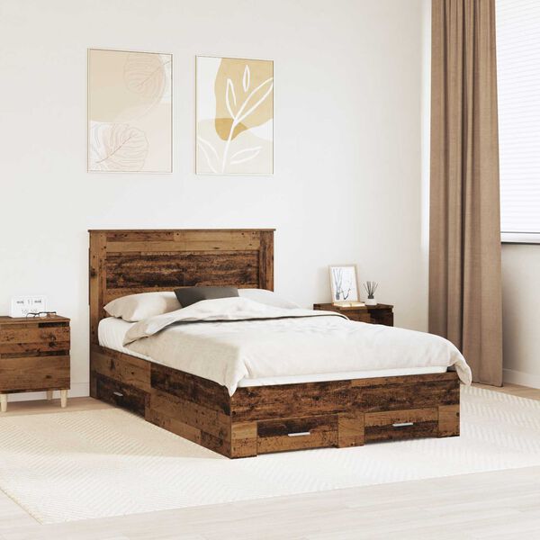 vidaXL Bed Frame with Drawer with Headboard Manual Engineered Wood