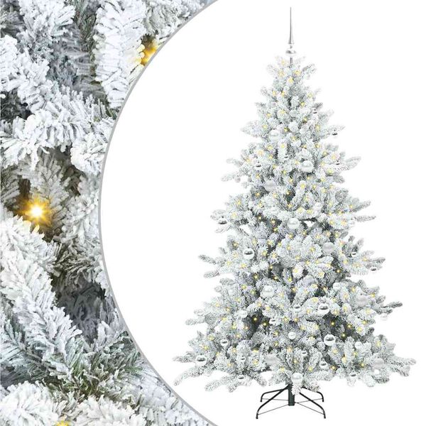 vidaXL Artificial Hinged Christmas Tree White 180 cm PVC and Steel