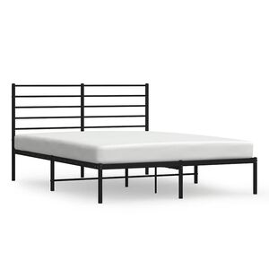 vidaXL Metal Bed Frame without Mattress with Headboard Black 140x190cm