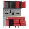 vidaXL Work Bench with Drawer 8 pcs Red 150 x 55 x 200 cm Steel