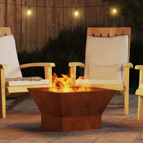 vidaXL Fire Pit Brown 60 x 60 x 35 cm Weathering Steel