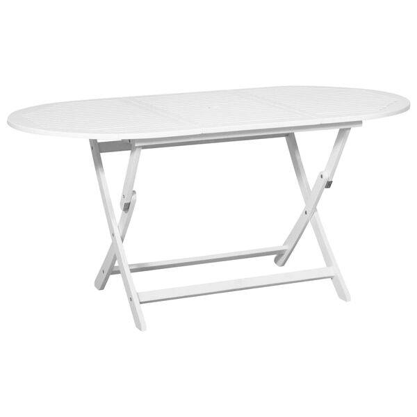 vidaXL Garden Table White 160x85x75 cm Solid Acacia Wood