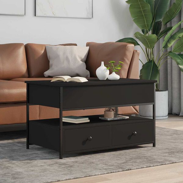 vidaXL Coffee Table Black 85x50x50 cm Engineered Wood and Metal