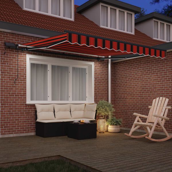 vidaXL Retractable Awning Manual Orange and brown 300 x 250 cm Fabric