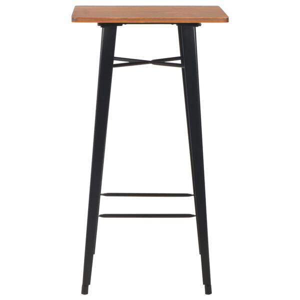 vidaXL Bar Table Black 60x60x108 cm Solid Pine Wood Steel