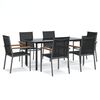 vidaXL 7 Piece Garden Dining Set Black Textilene and Steel