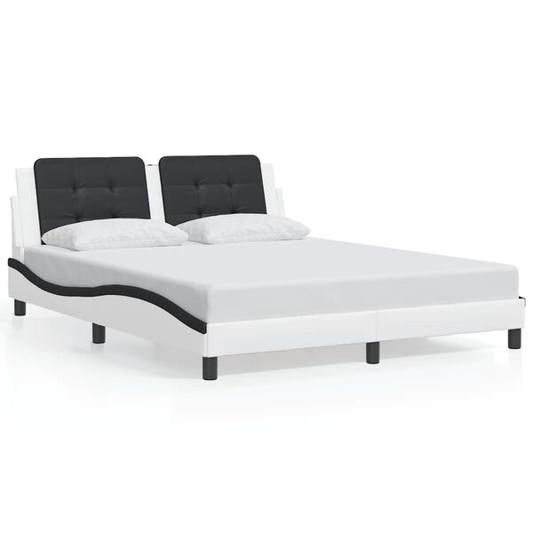 vidaXL Bed Frame without Mattress "Zadar" White and Black 160x200 cm Faux Leather