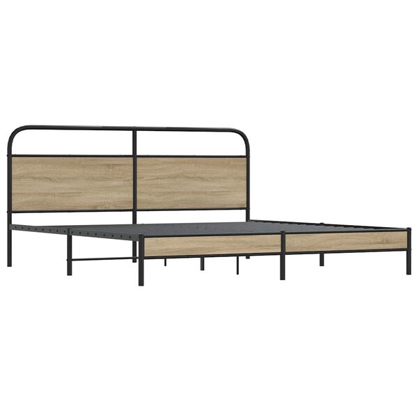 vidaXL Metal Bed Frame without Mattress Smoked Oak 180x200 cm Super King