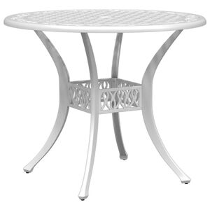vidaXL Garden Table White &Oslash;90x75 cm Cast Aluminium