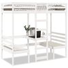 vidaXL Loft Bed Frame with Desk and Chairs White 90x200cm Solid Wood Pine