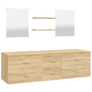 vidaXL 5 Piece Bathroom Furniture Set Oak Engineered Wood