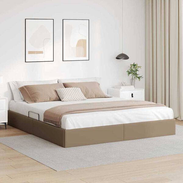 vidaXL Storage Bed with Mattress Cappucino 180 x 200 cm Faux leather
