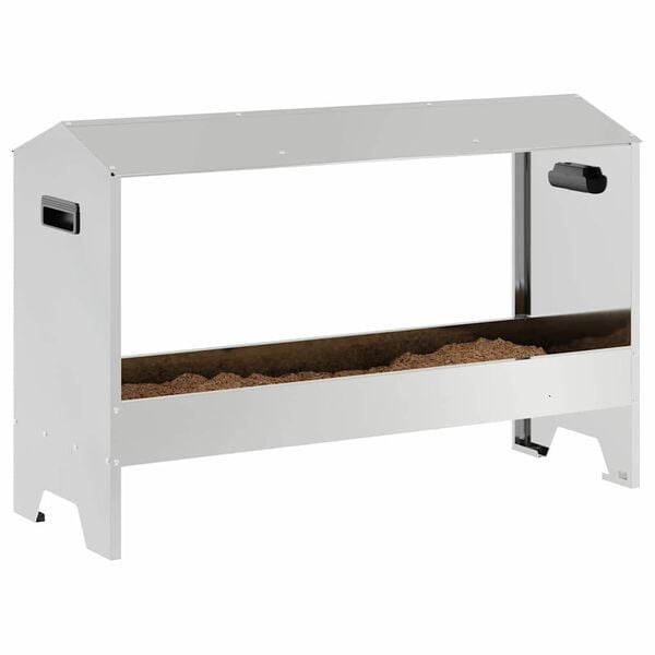 vidaXL Chicken Feeding Trough Silver 81 x 32 x 53.5 cm