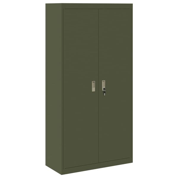 vidaXL Storage Cabinet with Storage 2 pcs Olive Green 90 x 40 x 180 cm