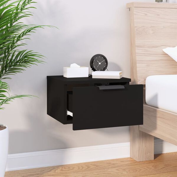 vidaXL Wall-mounted Bedside Cabinets 2 pcs Black 34x30x20 cm