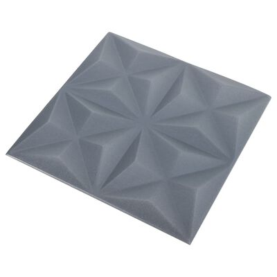vidaXL 3D Wall Panels 48 pcs 50x50 cm Origami Grey 12 m²