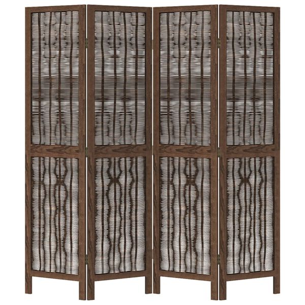 vidaXL Room Divider 4 Panels Dark Brown Solid Wood Paulownia