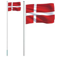 vidaXL Denmark Flag and Pole 6.23 m Aluminium