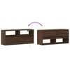vidaXL TV Wall Cabinet with LED Lights Brown Oak 100x31x45 cm