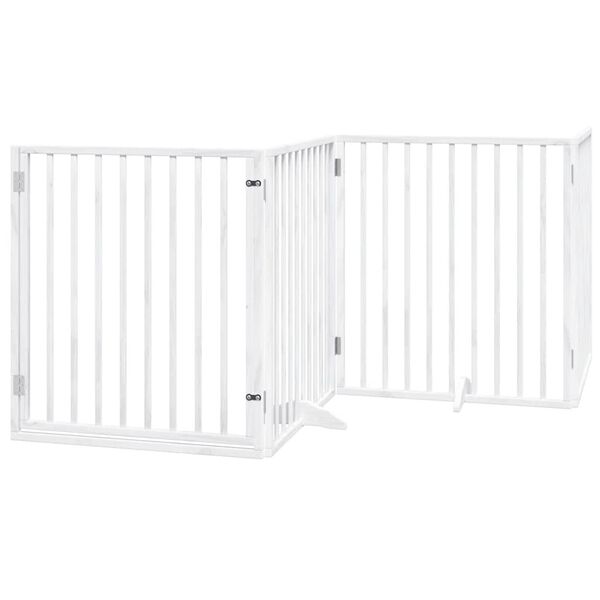 vidaXL Dog Gate with Door Foldable 12 Panels White 960 cm Poplar Wood