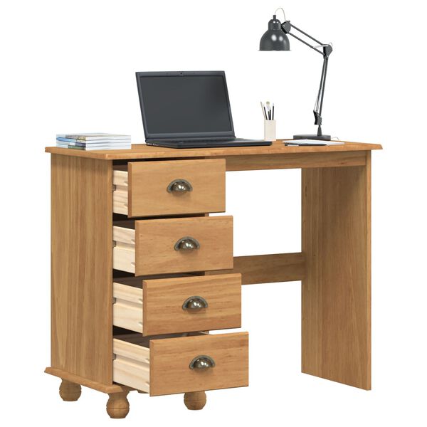 vidaXL Writing Desk ASKIM Brown 95 x 40 x 75 cm Solid Pine Wood