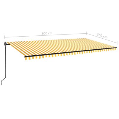 vidaXL Manual Retractable Awning 600x350 cm Yellow and White