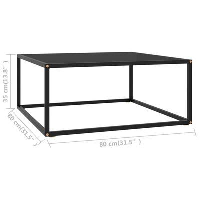 vidaXL Coffee Table Black with Black Glass 80x80x35 cm