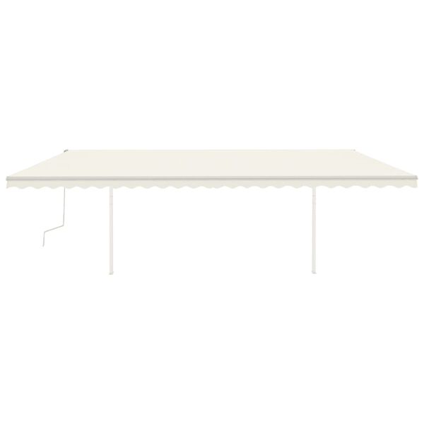 vidaXL Manual Retractable Awning with Posts 6x3.5 m Cream