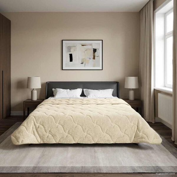vidaXL Summer Duvet Cream 200 x 220 cm Microfiber and Teddy fleece