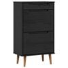 vidaXL Shoe Cabinet MOLDE 59.5 x 35 x 103 cm Solid Pine Wood Black