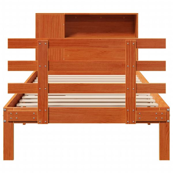 vidaXL Bookcase Bed without Mattress Wax Brown 75x190 cm Small Single Solid Wood Pine