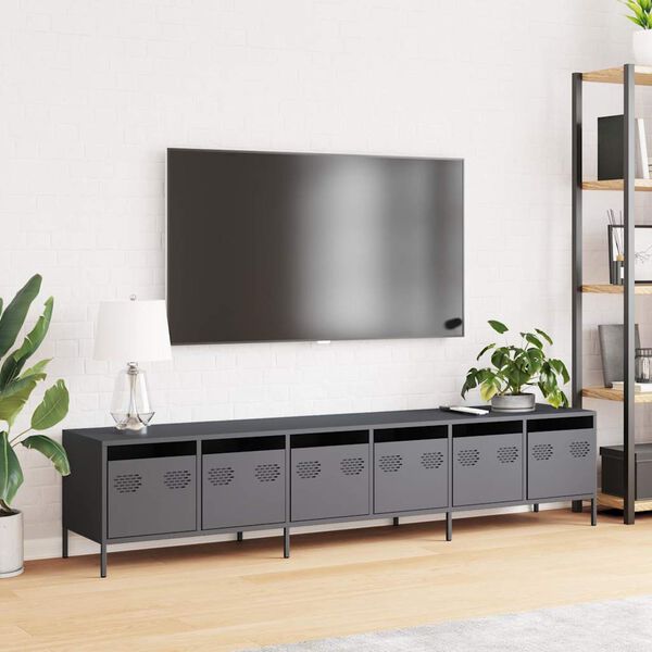 vidaXL TV Cabinet Anthracite 202x39x43.5 cm Cold-rolled Steel