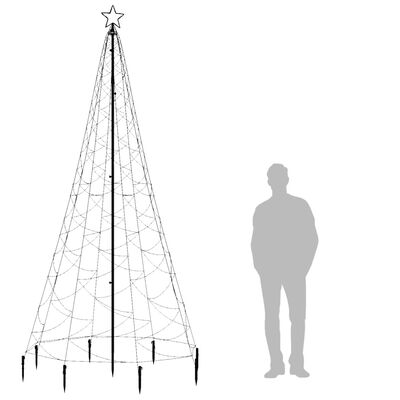 vidaXL Christmas Tree with Metal Post 500 LEDs Cold White 3 m