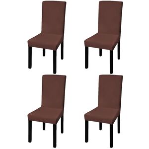 vidaXL Chair Cover | Set of 4 | Brown | 90% Polyester, 10% Elastane