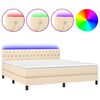 vidaXL Box Spring Bed with Mattress&LED Cream 160x200cm Fabric