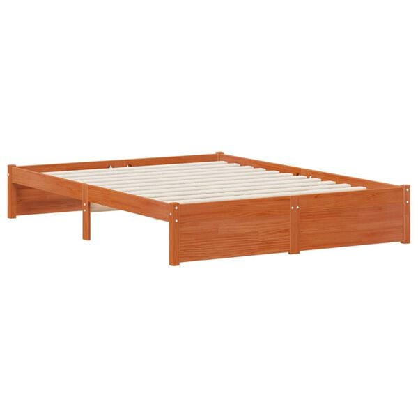 vidaXL Bed Frame with Storage Headboard Wax Brown 140 x 190 cm