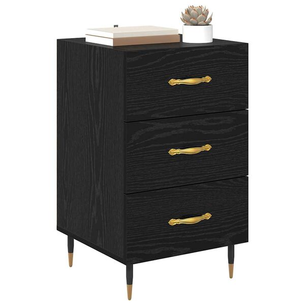 vidaXL Bedside Cabinet Black Oak 40 x 40 x 66 cm Engineered Wood